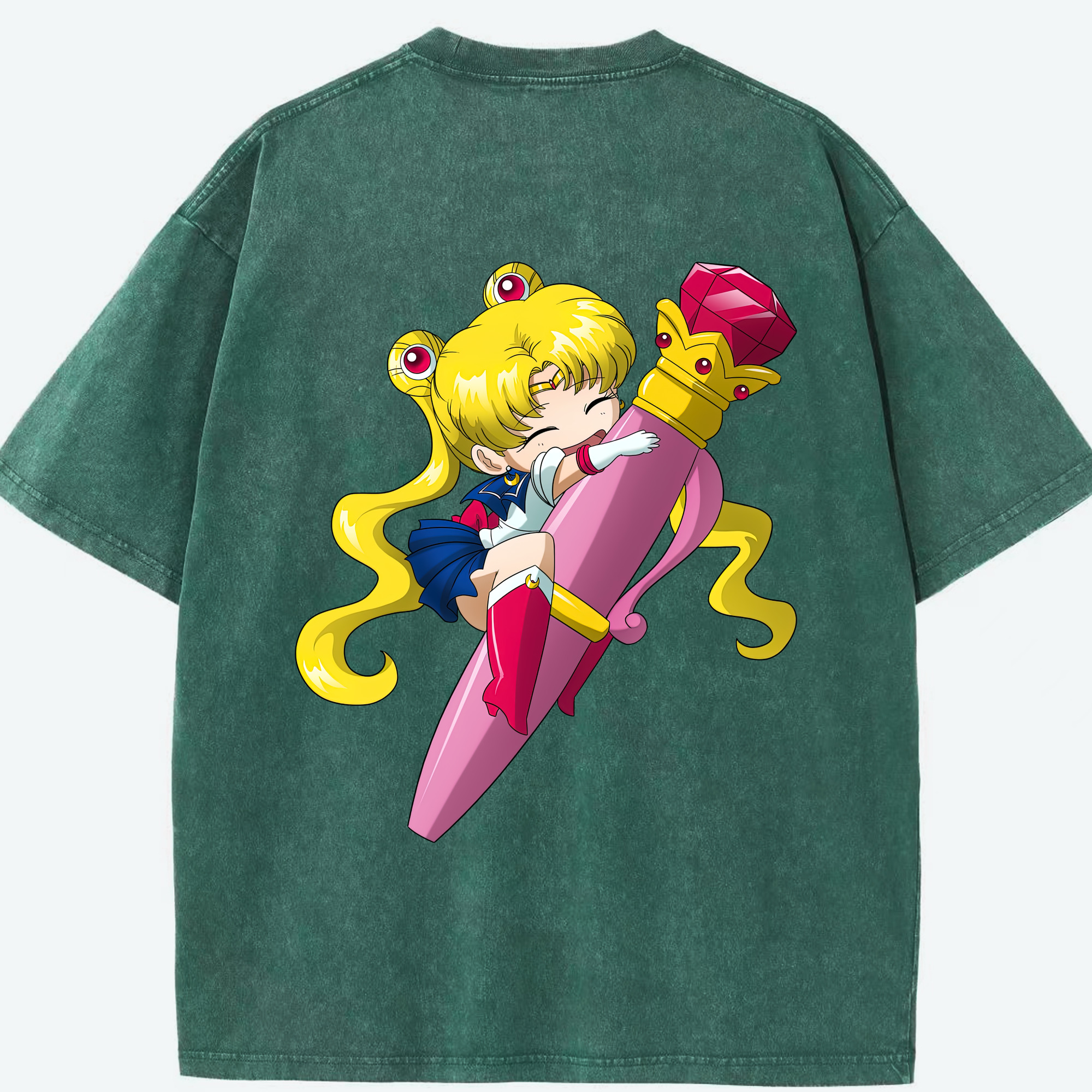 （画像用） 美少女戦士セーラームーン 月野 うさぎ つきの うさぎ Sailor Moon Tsukino Usagi 綿100% ヴィンテージ風 半袖Tシャツ（背面プリント）